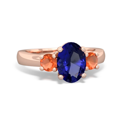 lab sapphire-fire opal timeless ring