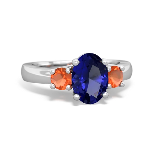 lab sapphire-fire opal timeless ring