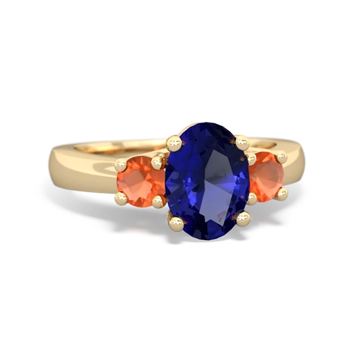 lab sapphire-fire opal timeless ring