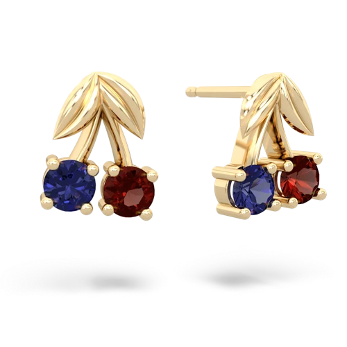 lab sapphire-garnet cherries earrings