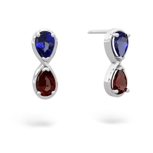 lab sapphire-garnet infinity earrings
