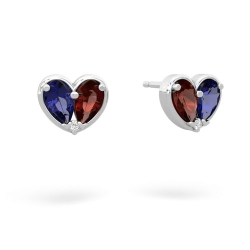 lab sapphire-garnet one heart earrings