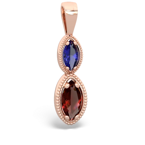 Lab Sapphire Lab Created Sapphire with Genuine Garnet Antique-style Halo pendant Pendant