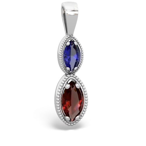 lab sapphire-garnet antique milgrain pendant