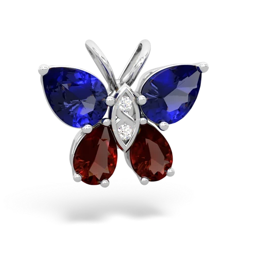 lab sapphire-garnet butterfly pendant