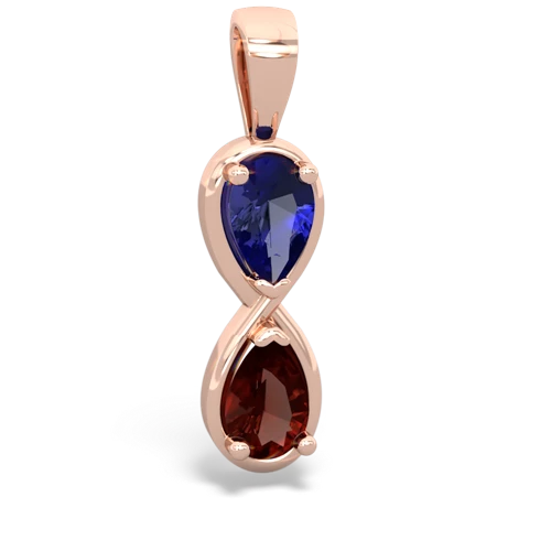 lab sapphire-garnet infinity pendant