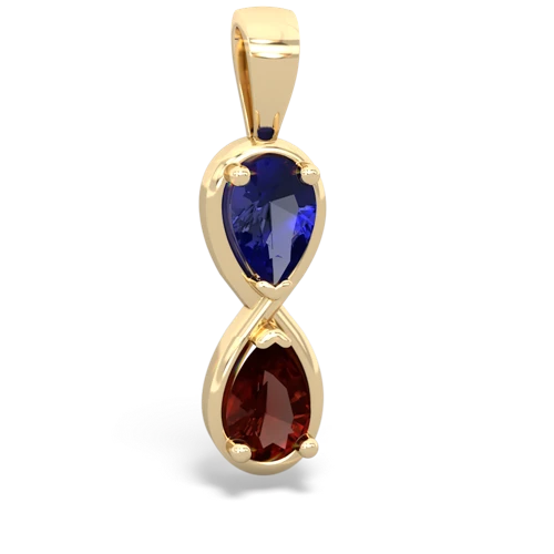 lab sapphire-garnet infinity pendant