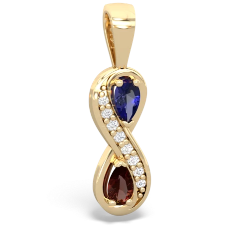 lab sapphire-garnet keepsake infinity pendant