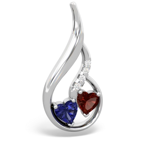 lab sapphire-garnet keepsake swirl pendant