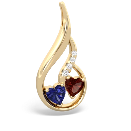 lab sapphire-garnet keepsake swirl pendant