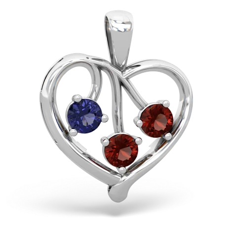 Lab Sapphire Lab Created Sapphire with Genuine Garnet and Lab Created Sapphire Glowing Heart pendant Pendant