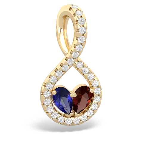 lab sapphire-garnet pave twist pendant