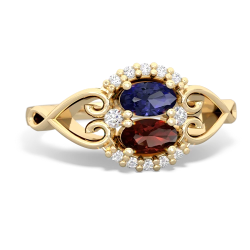 lab sapphire-garnet antique keepsake ring