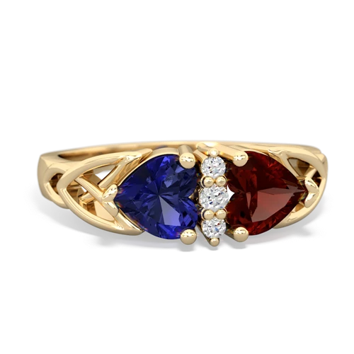 Lab Sapphire Lab Created Sapphire with Genuine Garnet Celtic Trinity Knot ring Ring