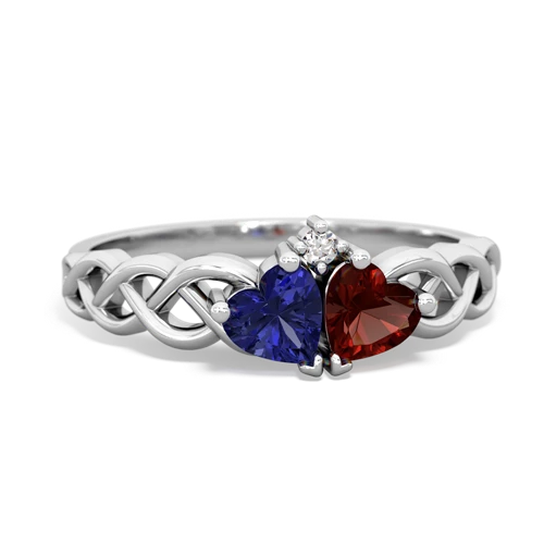 Lab Sapphire Lab Created Sapphire with Genuine Garnet Heart to Heart Braid ring Ring