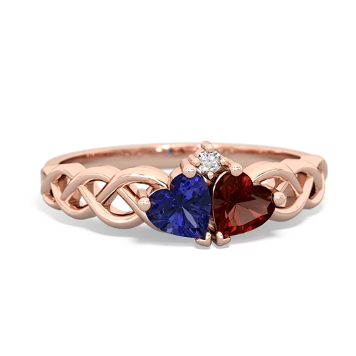 lab sapphire-garnet celtic braid ring