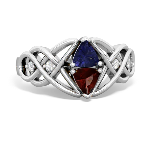 lab sapphire-garnet celtic knot ring