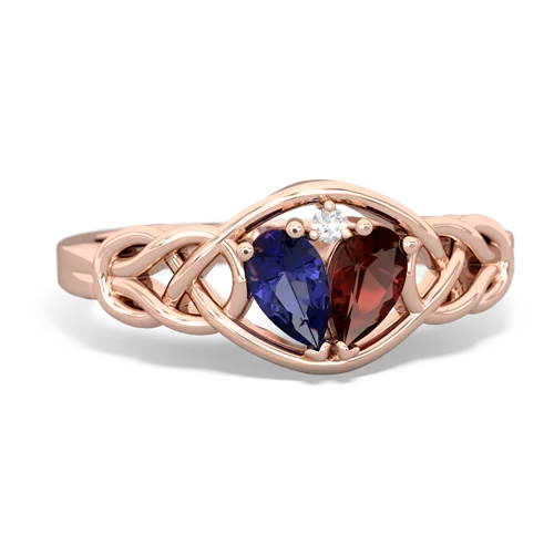 Lab Sapphire Lab Created Sapphire with Genuine Garnet Celtic Love Knot ring Ring