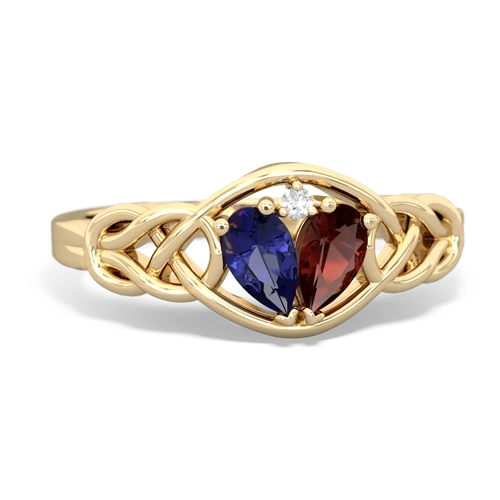 lab sapphire-garnet celtic knot ring