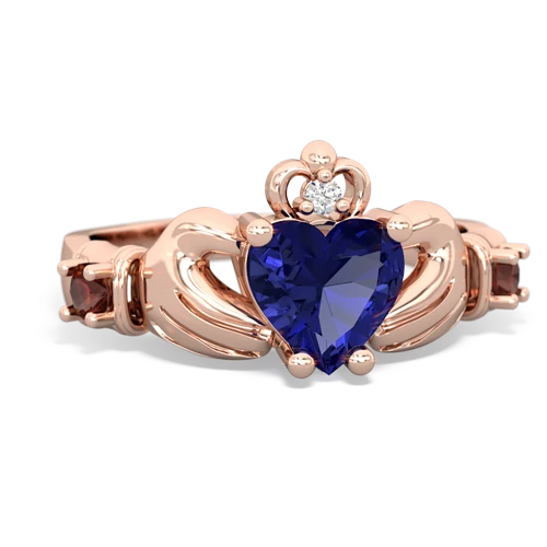 Lab Sapphire Lab Created Sapphire with Genuine Garnet and Genuine Pink Tourmaline Claddagh ring Ring