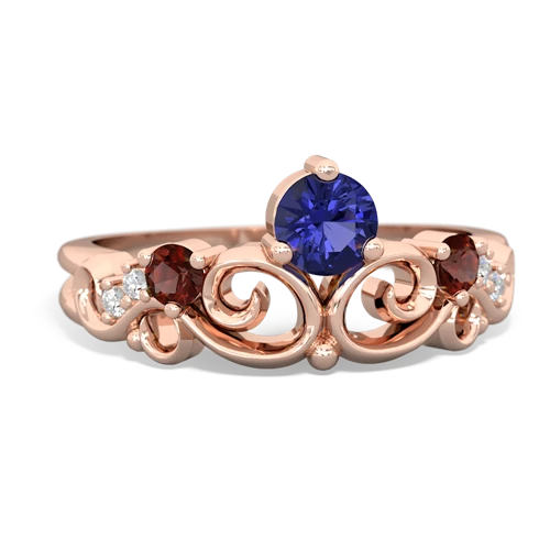 lab sapphire-garnet crown keepsake ring