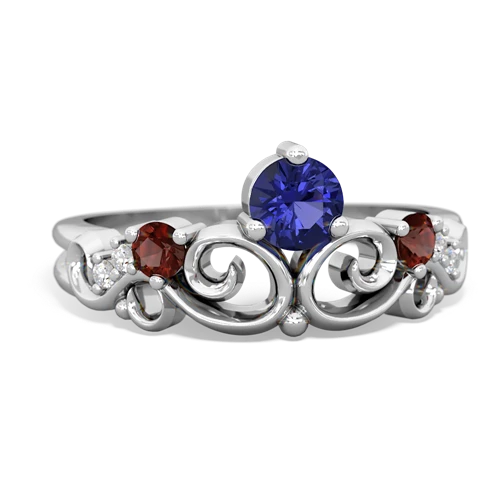 lab sapphire-garnet crown keepsake ring