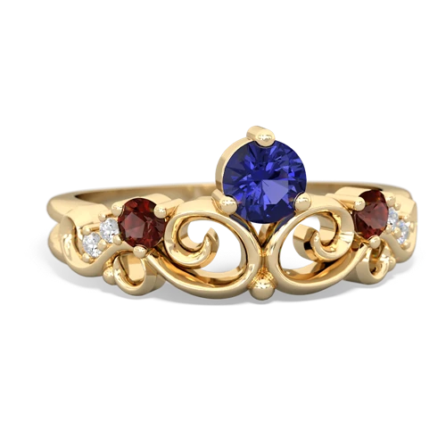 lab sapphire-garnet crown keepsake ring