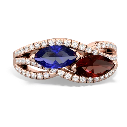 Lab Sapphire Lab Created Sapphire with Genuine Garnet Diamond Rivers ring Ring