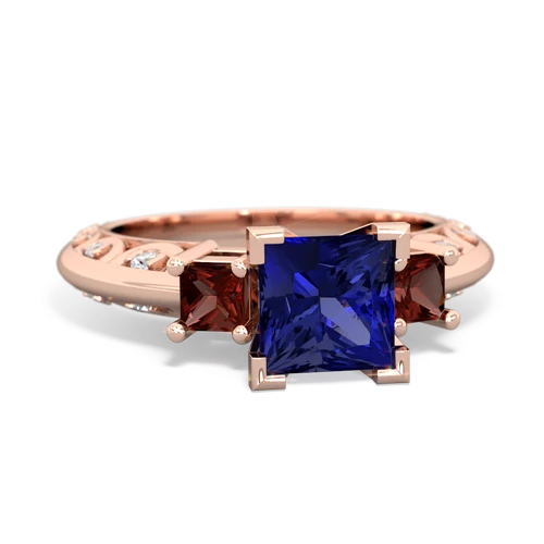 Lab Sapphire Lab Created Sapphire with Genuine Garnet and  Art Deco ring Ring