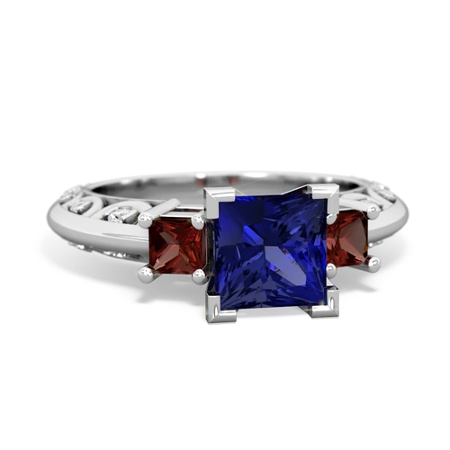 Lab Sapphire Lab Created Sapphire with Genuine Garnet and Genuine Tanzanite Art Deco ring Ring