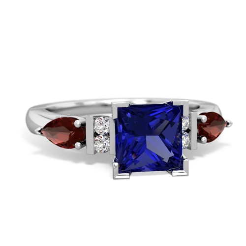 Lab Sapphire Lab Created Sapphire with Genuine Garnet and  Engagement ring Ring