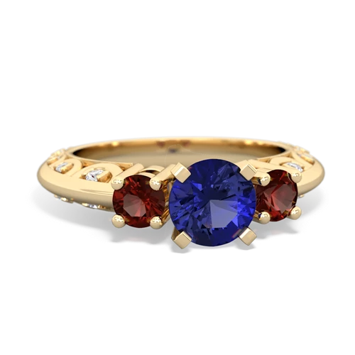 Lab Sapphire Lab Created Sapphire with Genuine Garnet Art Deco ring Ring
