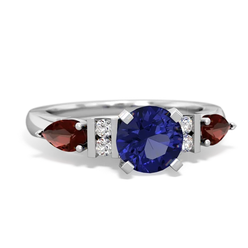 Lab Sapphire Lab Created Sapphire with Genuine Garnet and  Engagement ring Ring