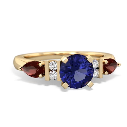 Lab Sapphire Lab Created Sapphire with Genuine Garnet and Genuine White Topaz Engagement ring Ring