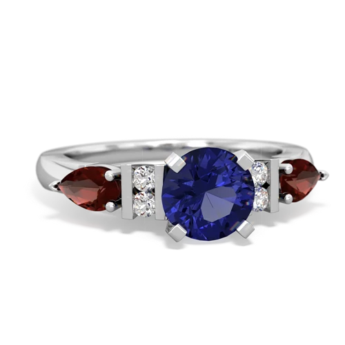 lab sapphire-garnet engagement ring