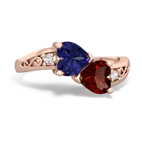 lab sapphire-garnet filligree ring