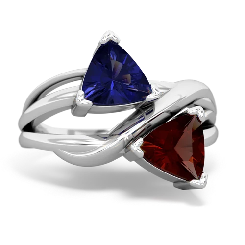 Lab Sapphire Lab Created Sapphire with Genuine Garnet Split Band Swirl ring Ring