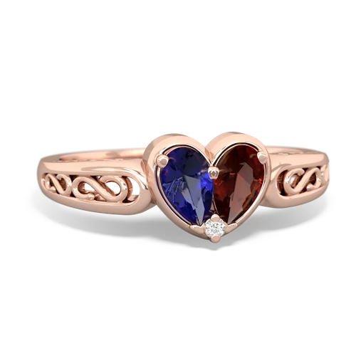 lab sapphire-garnet filligree ring