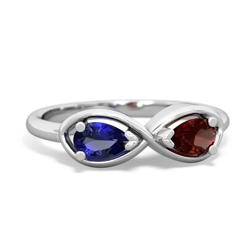 lab sapphire-garnet infinity ring