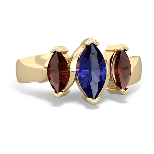 lab sapphire-garnet keepsake ring