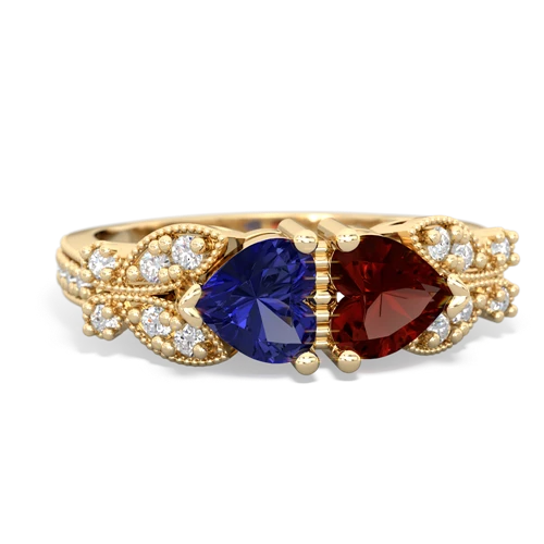 Lab Sapphire Lab Created Sapphire with Genuine Garnet Diamond Butterflies ring Ring