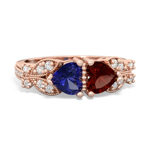 lab sapphire-garnet keepsake butterfly ring