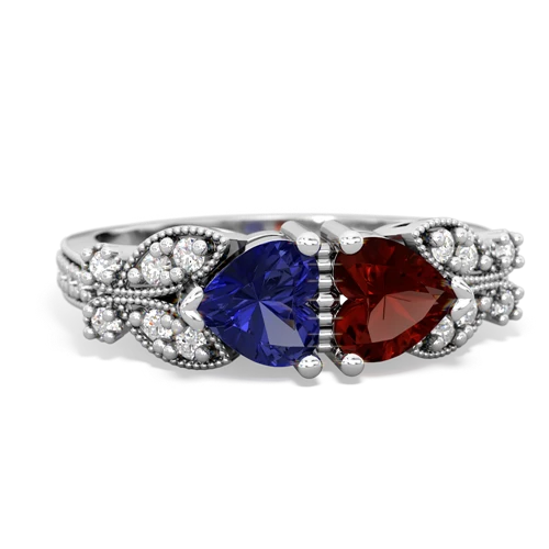 lab sapphire-garnet keepsake butterfly ring