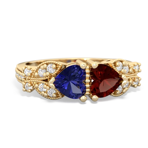 lab sapphire-garnet keepsake butterfly ring