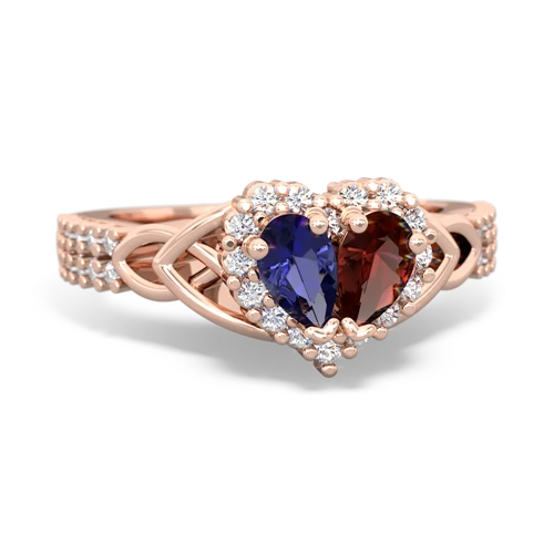 Lab Sapphire Lab Created Sapphire with Genuine Garnet Celtic Knot Engagement ring Ring