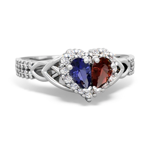 lab sapphire-garnet keepsake engagement ring