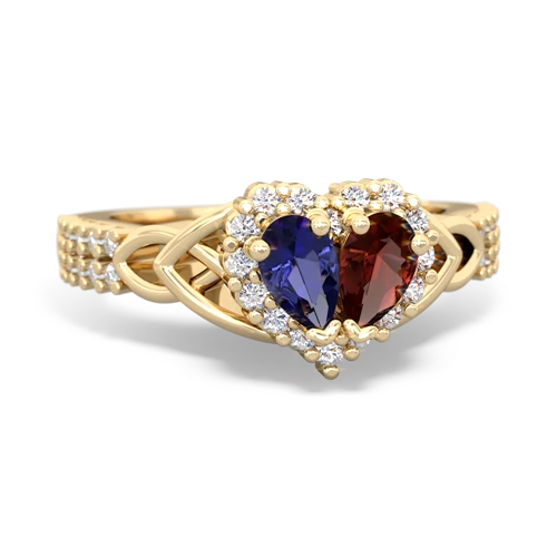lab sapphire-garnet keepsake engagement ring