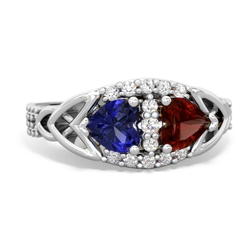 lab sapphire-garnet keepsake engagement ring