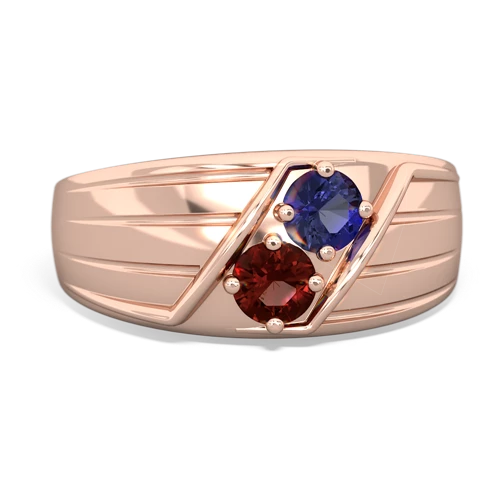 Lab Sapphire Lab Created Sapphire with Genuine Garnet Art Deco Men's ring Ring