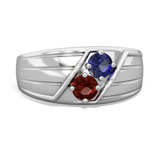 lab sapphire-garnet mens ring